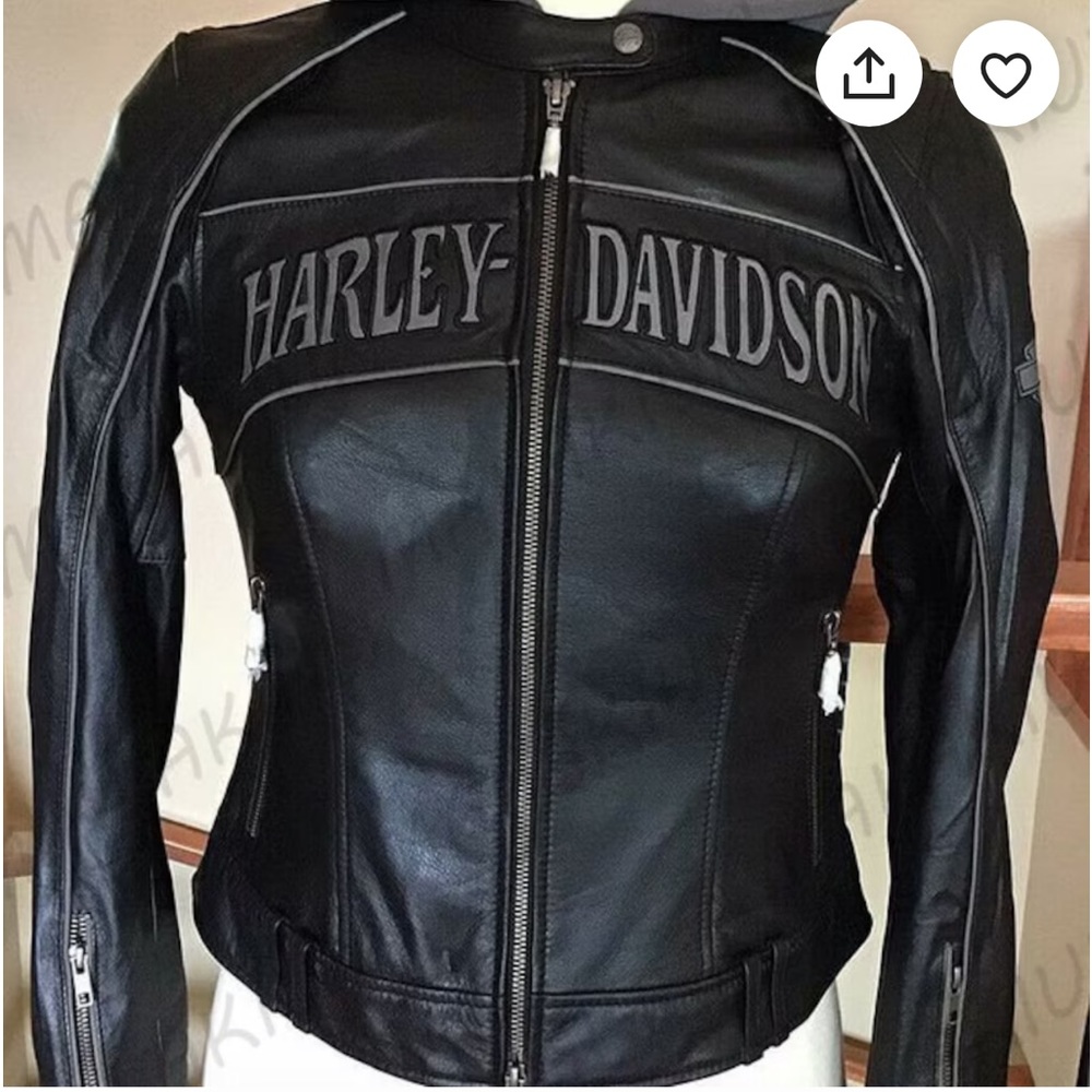 Harley Davidson Women Reflective Willie G Skull Black Leather Jacket